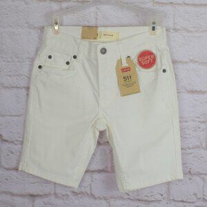 💰3/$25 NWT Levi's 511 Kids White Slim Shorts Super Soft Size 8
